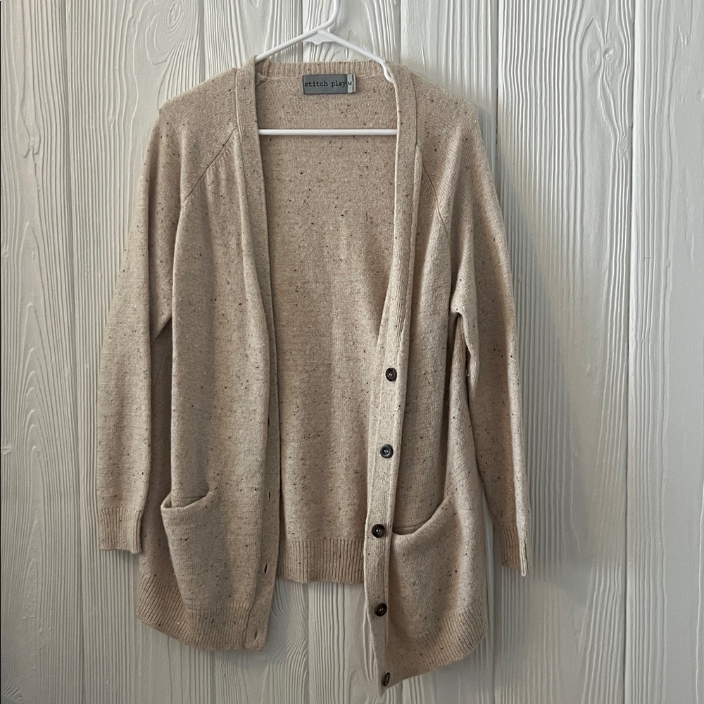 Beige Button-Up Cardigan